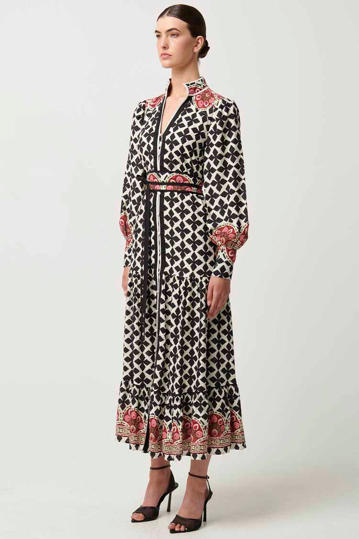 Marielle Placement Print Dress in Country Tapestry