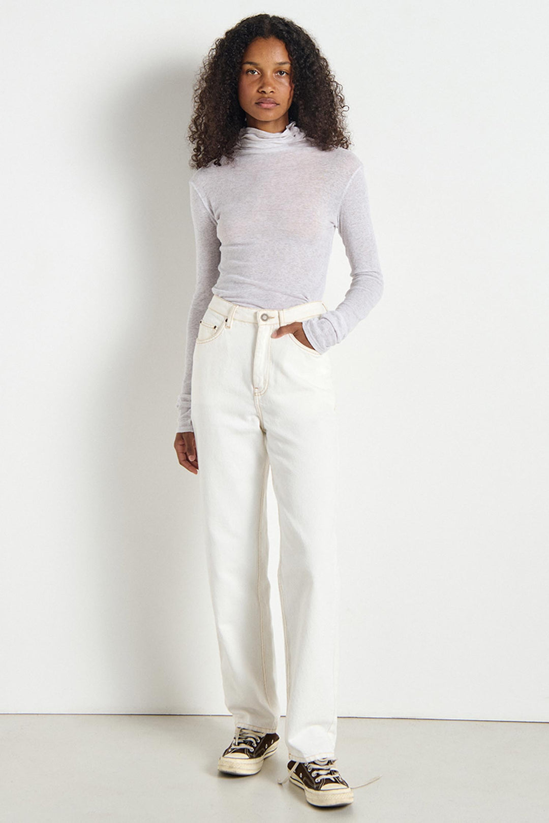 Massachusetts Turtleneck LS T-Shirt in Heather Grey