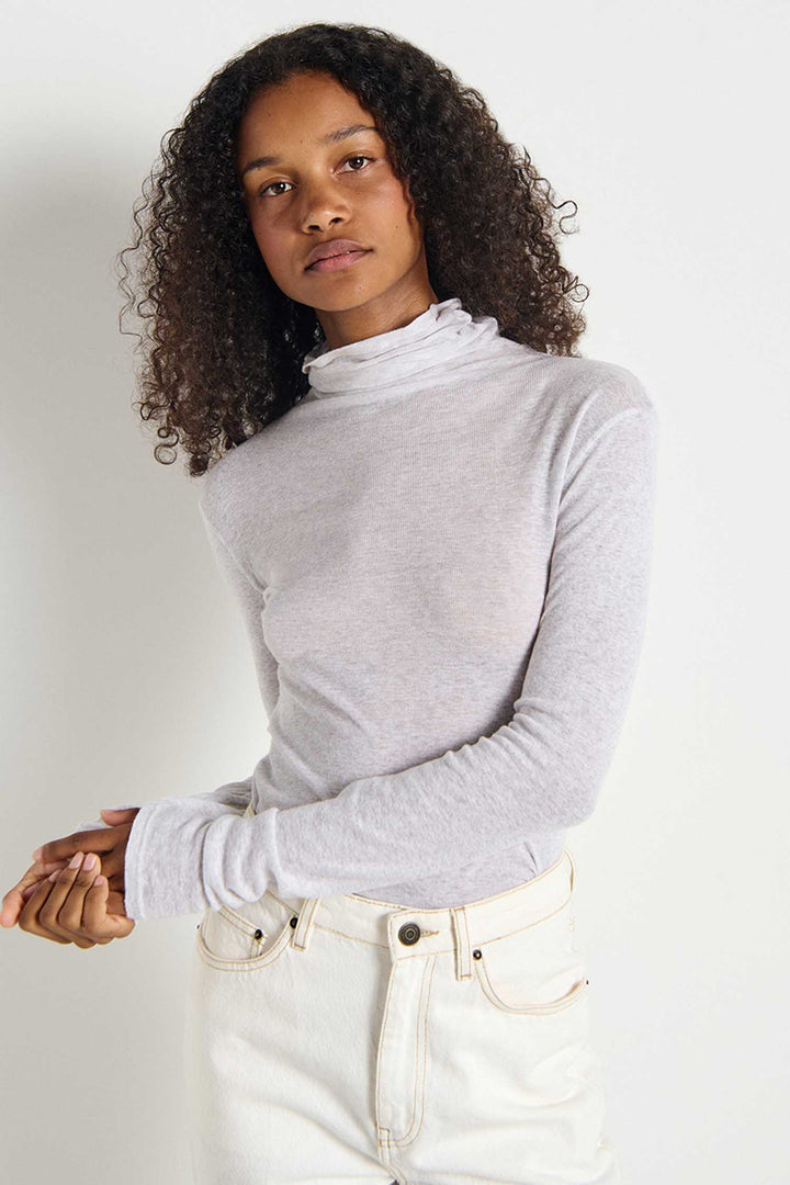 Massachusetts Turtleneck LS T-Shirt in Heather Grey