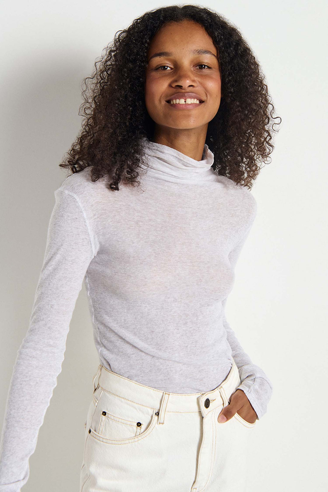 Massachusetts Turtleneck LS T-Shirt in Heather Grey