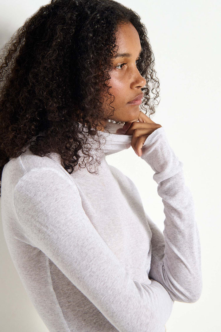 Massachusetts Turtleneck LS T-Shirt in Heather Grey