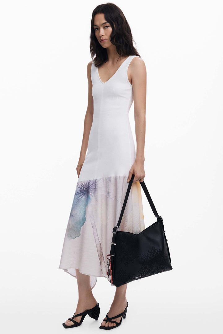 Sierra Embroidered Faux Leather Bag in Black