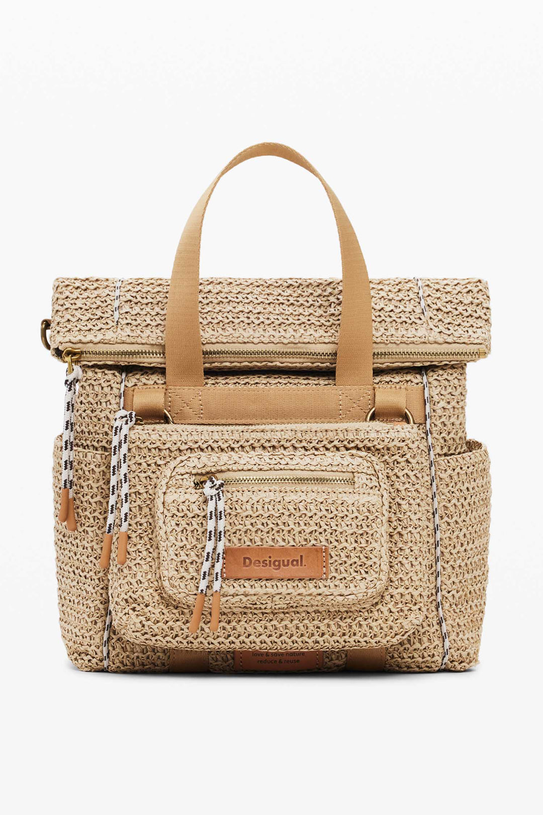 Medium Voyager Raffia Backpack