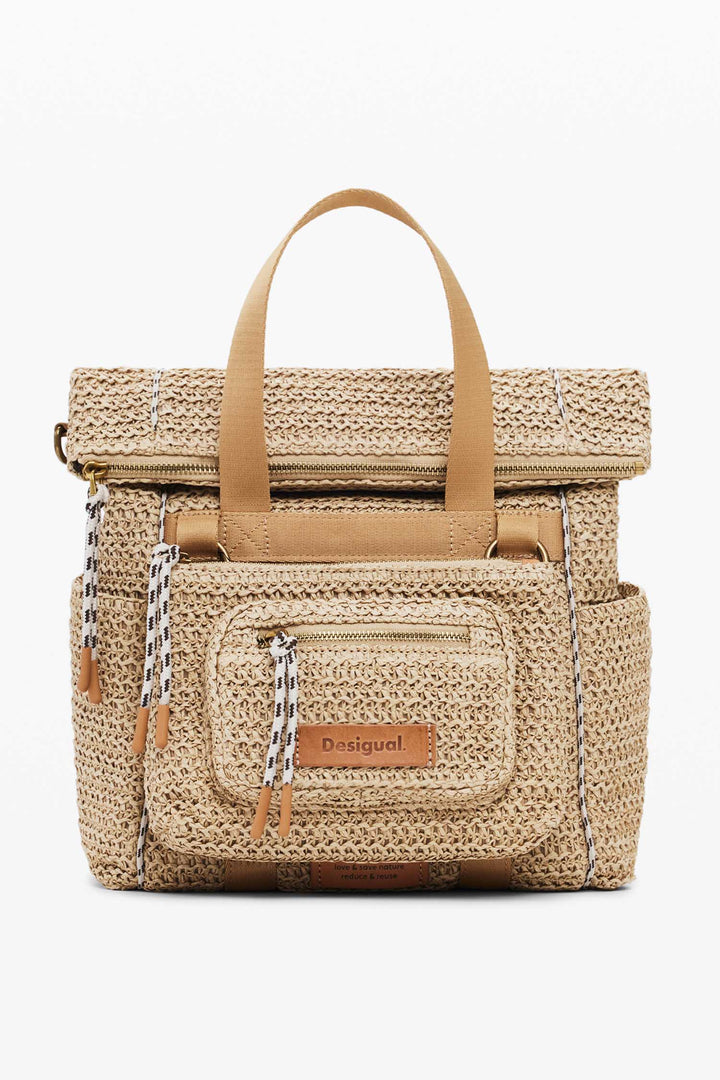 Medium Voyager Raffia Backpack