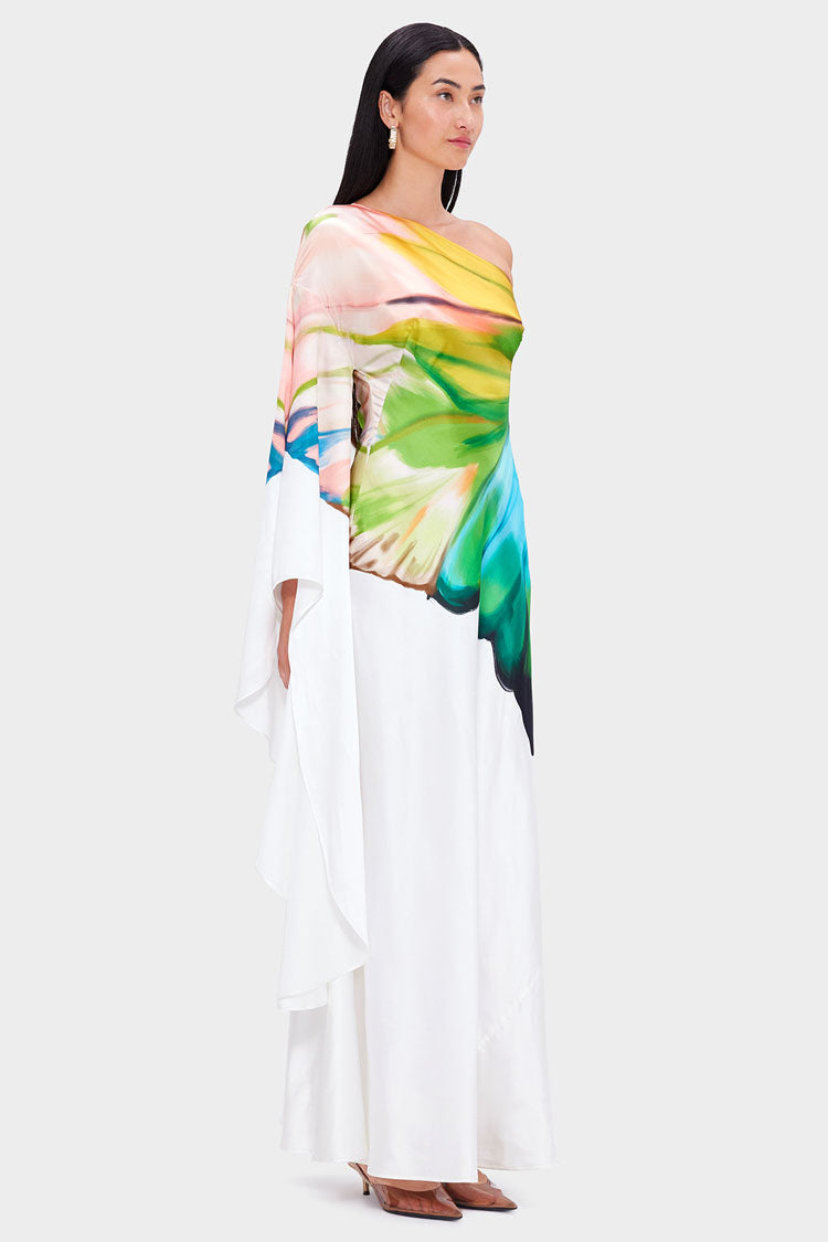 Mei One Shoulder Gown - Papillon Print