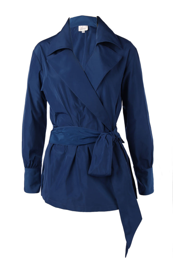 Memory Taffeta Wrap Shirt in Sapphire