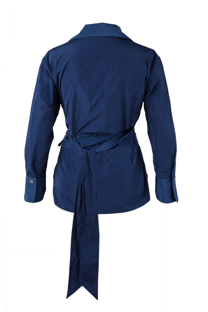 Memory Taffeta Wrap Shirt in Sapphire