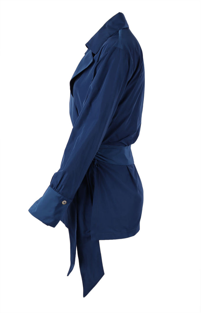 Memory Taffeta Wrap Shirt in Sapphire