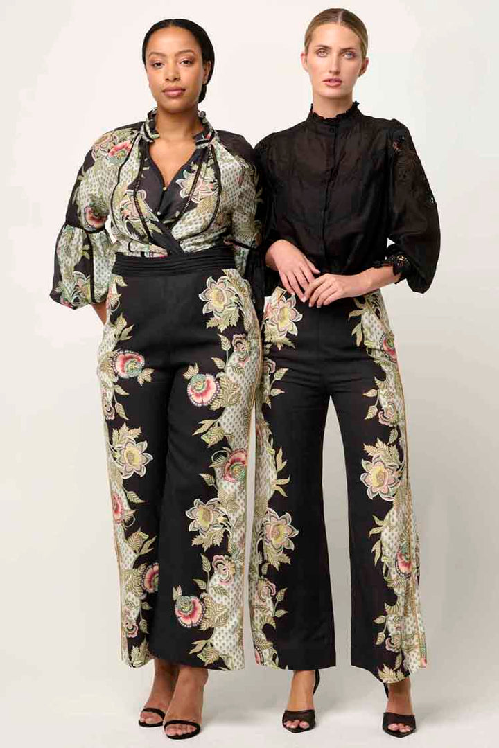 Merida Contrast Trim Pant in Mariposa Nero