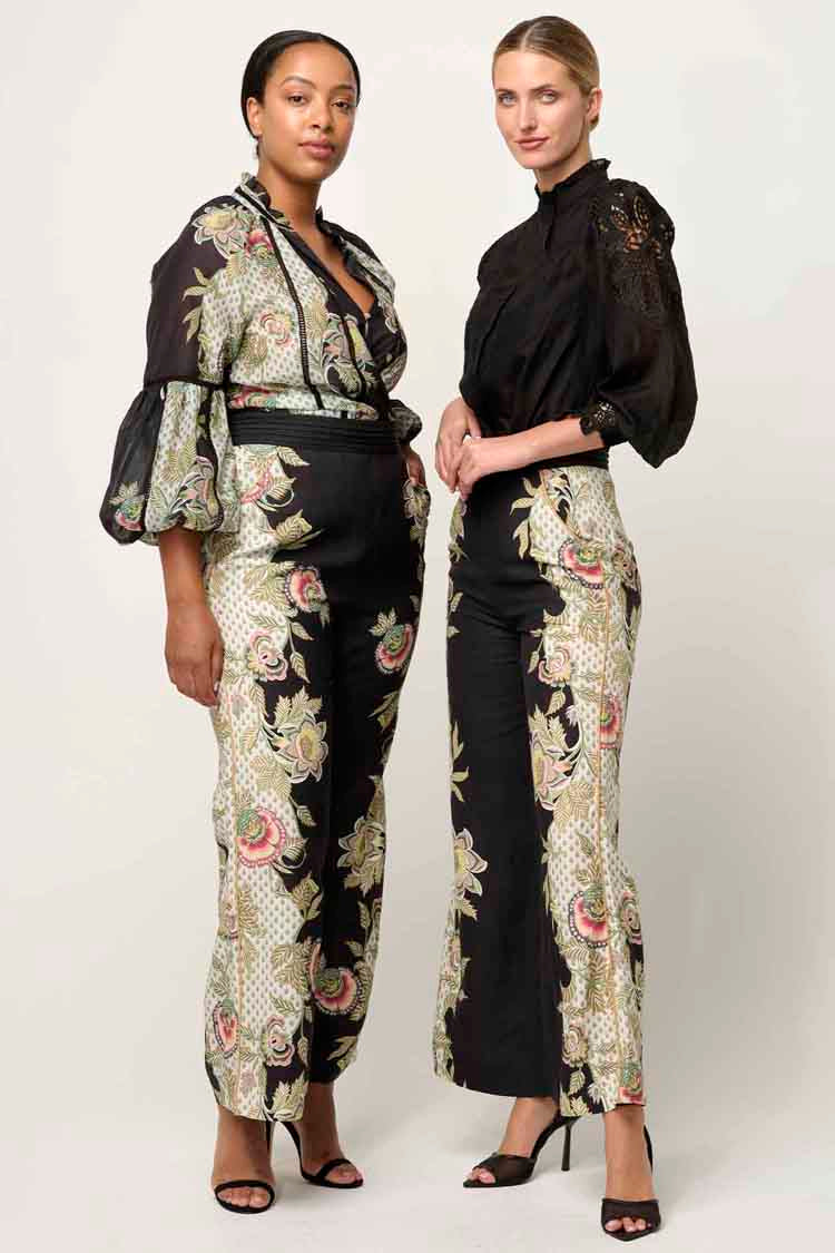 Merida Contrast Trim Pant in Mariposa Nero
