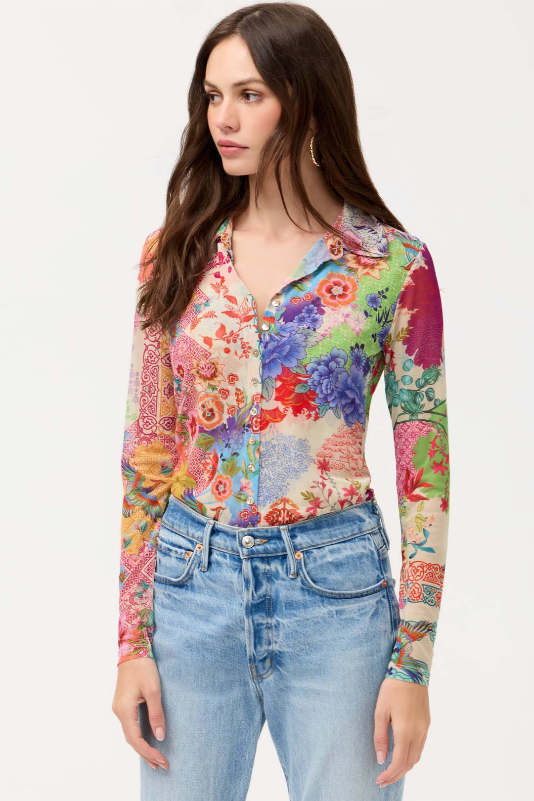 Mesh Button Front Shirt in McDreamer