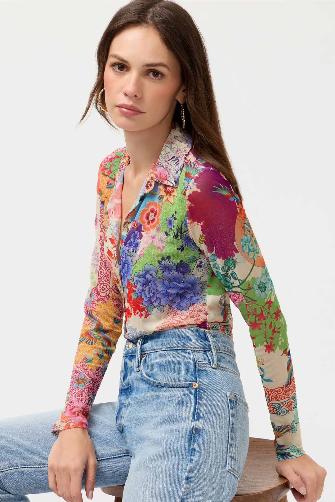 Mesh Button Front Shirt in McDreamer