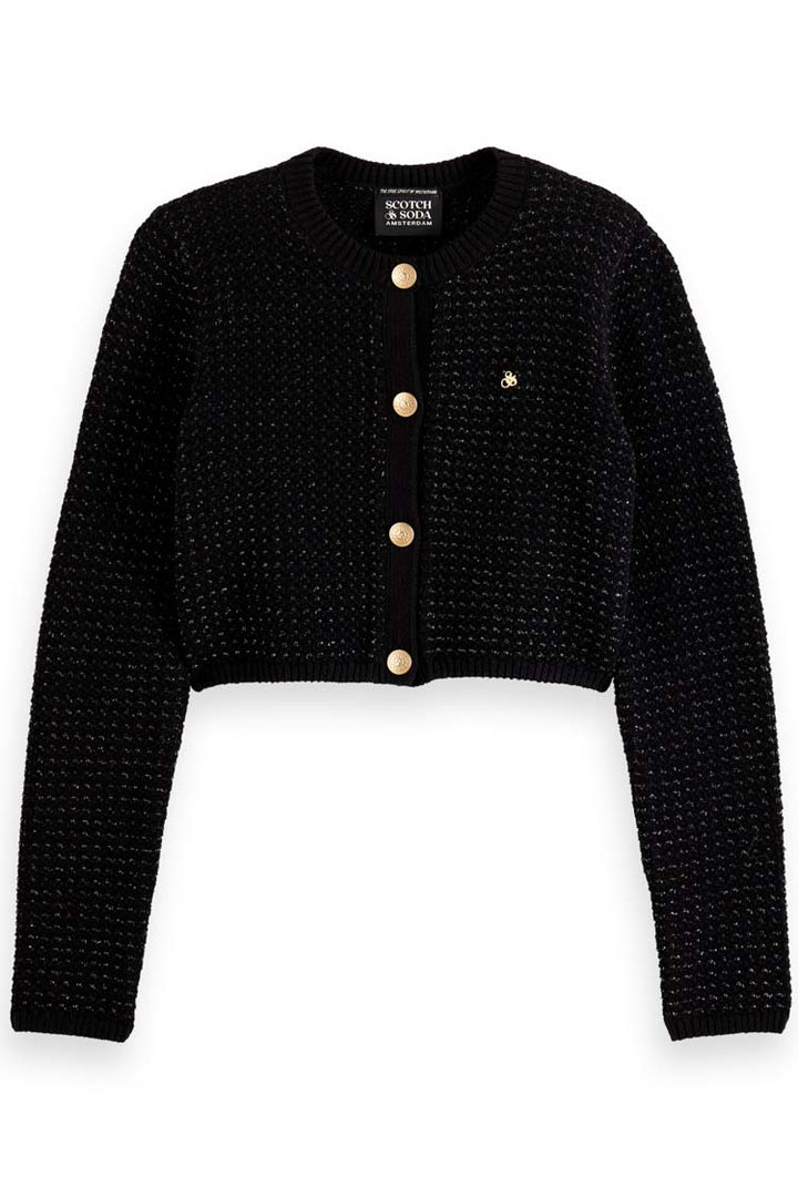 Metallic Tweed Cropped Cardigan