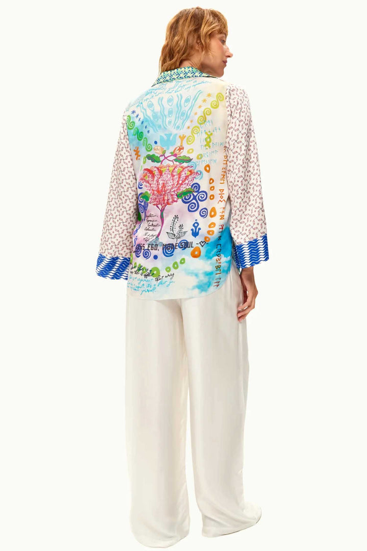 Mia String Tie Collar Blouse in Runic Whisper
