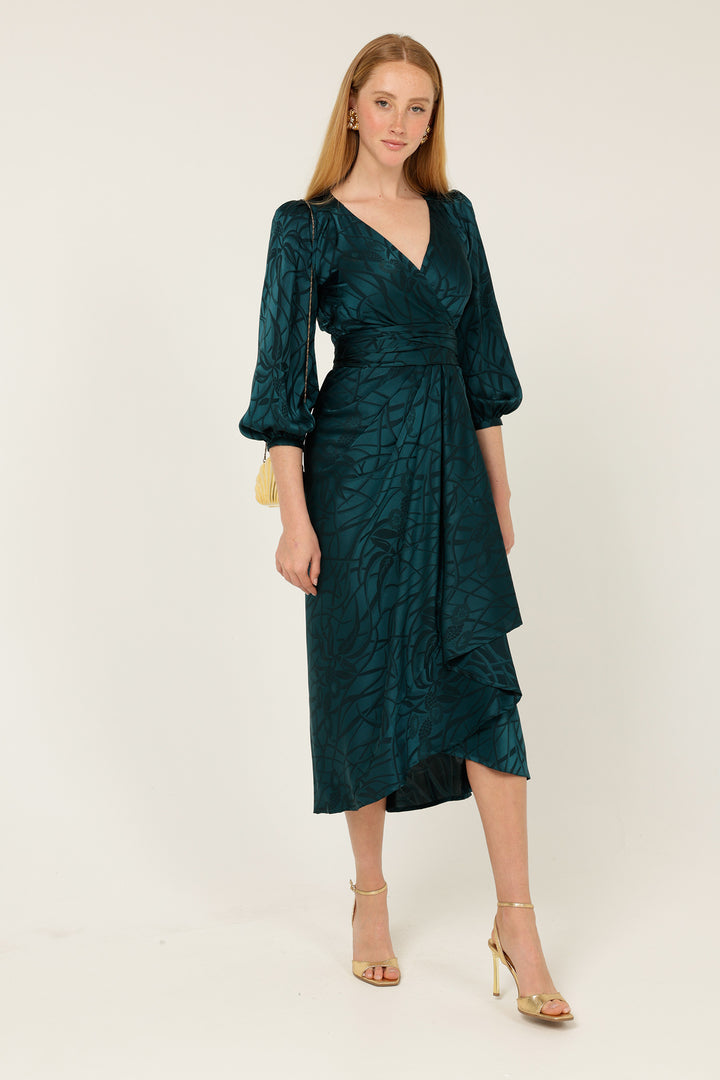 Michaella Wrap Dress in Teal