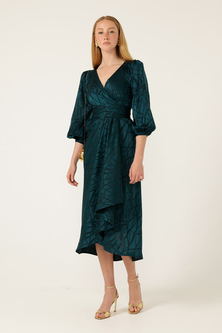 Michaella Wrap Dress in Teal