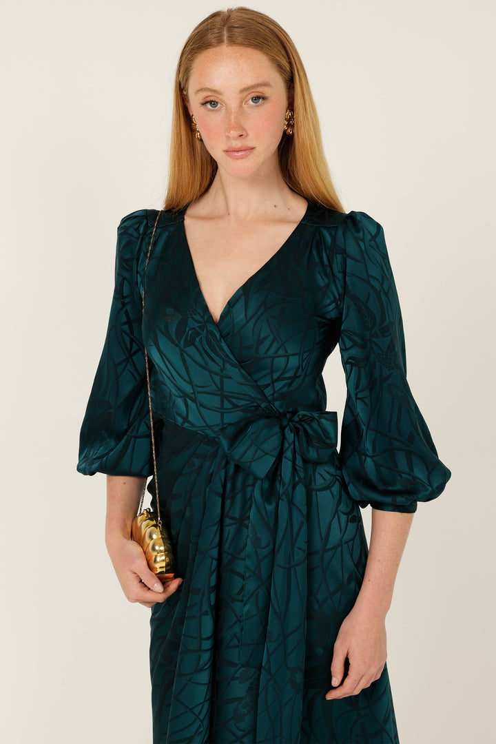 Michaella Wrap Dress in Teal