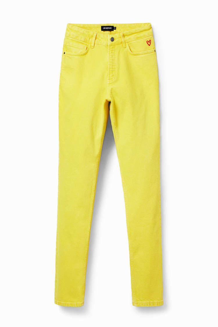 Mid-rise Straight Jeans in Lemon
