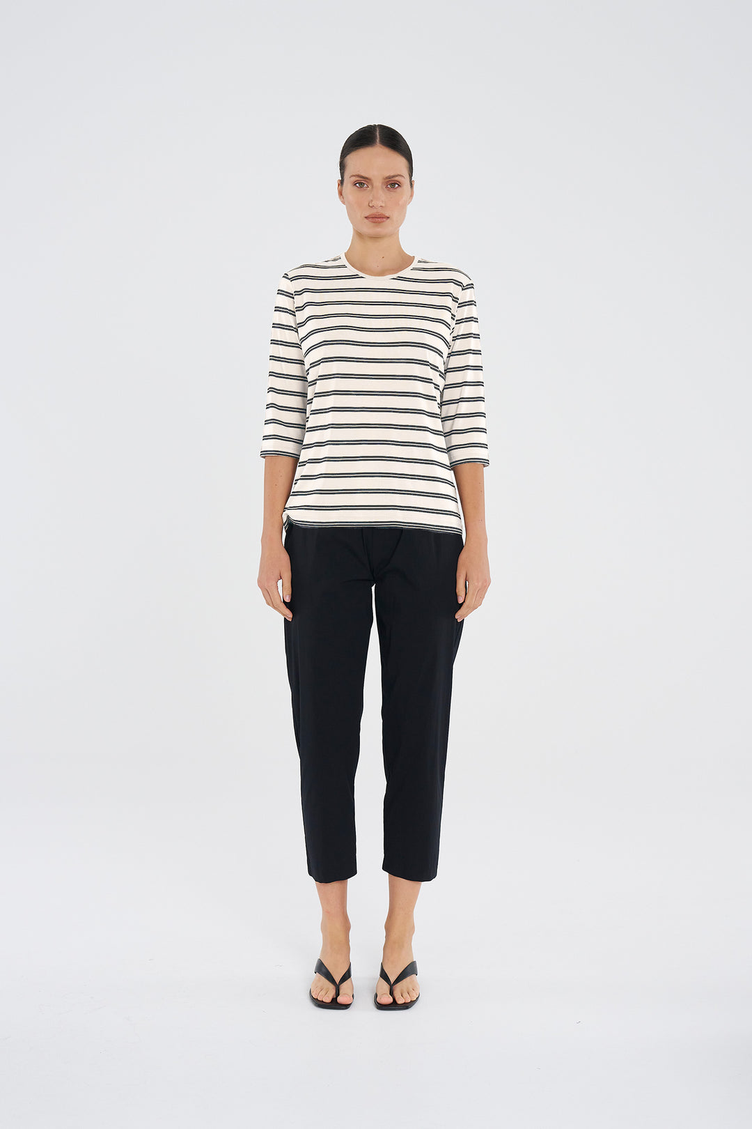 Mid SL Top in White/Black Stripe