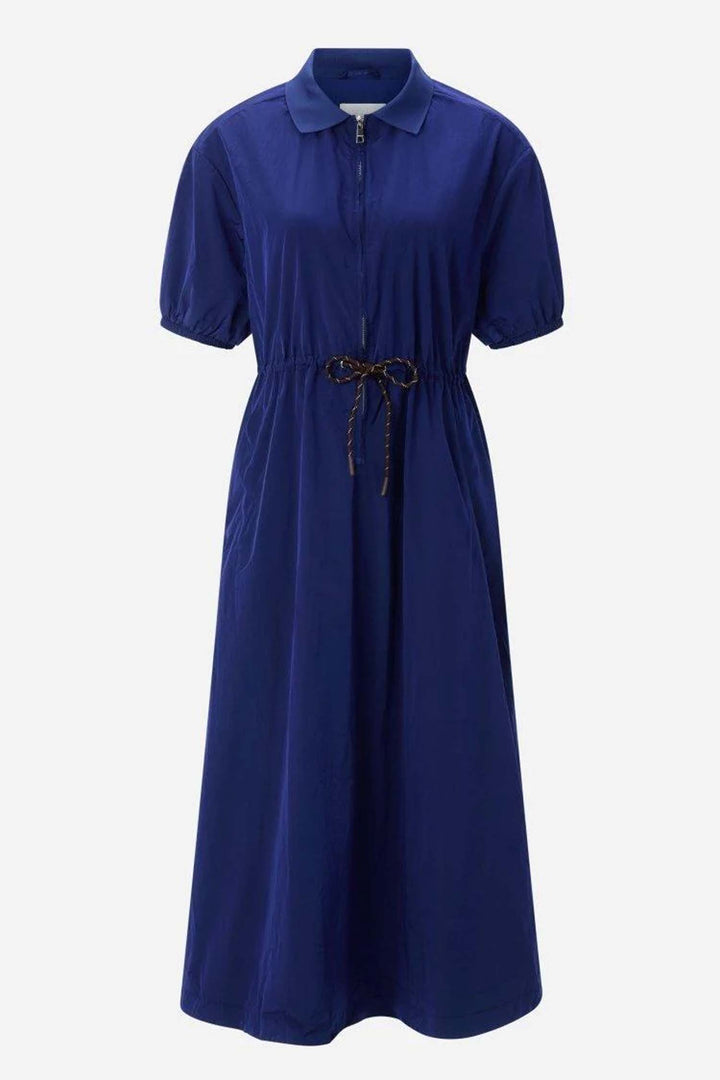 Midi Dress with Drawstring Waist in Midnight Blue