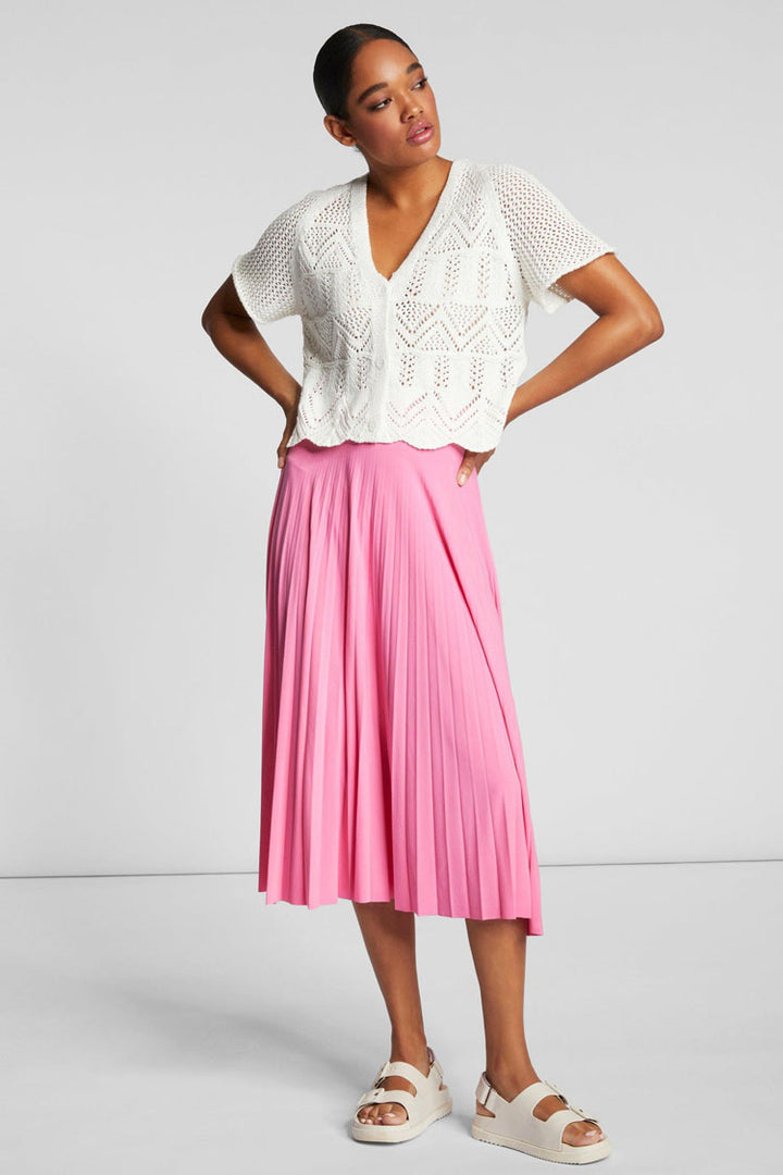 Midi Length Pleated Skirt in Pink