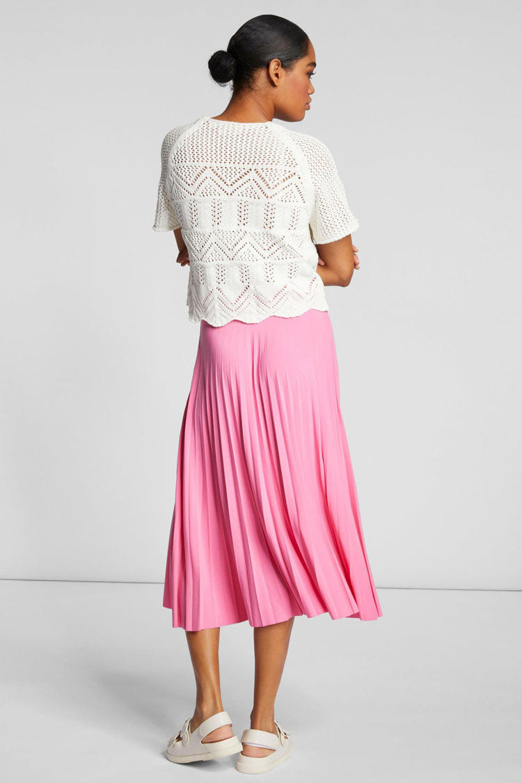 Midi Length Pleated Skirt in Pink