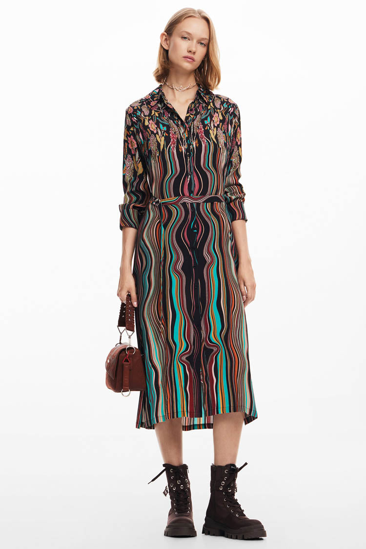 Midi Shirtdress in Liverpool Wavy Print