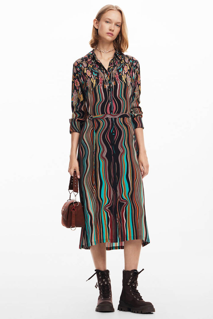 Midi Shirtdress in Liverpool Wavy Print