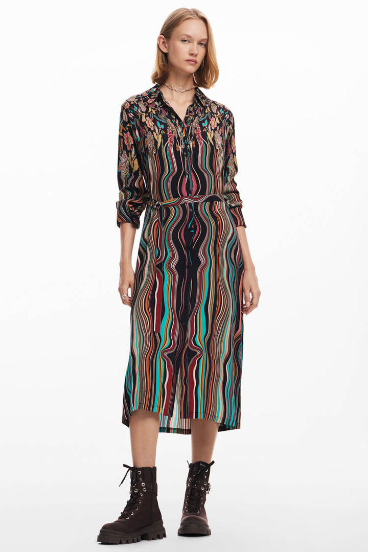 Midi Shirtdress in Liverpool Wavy Print