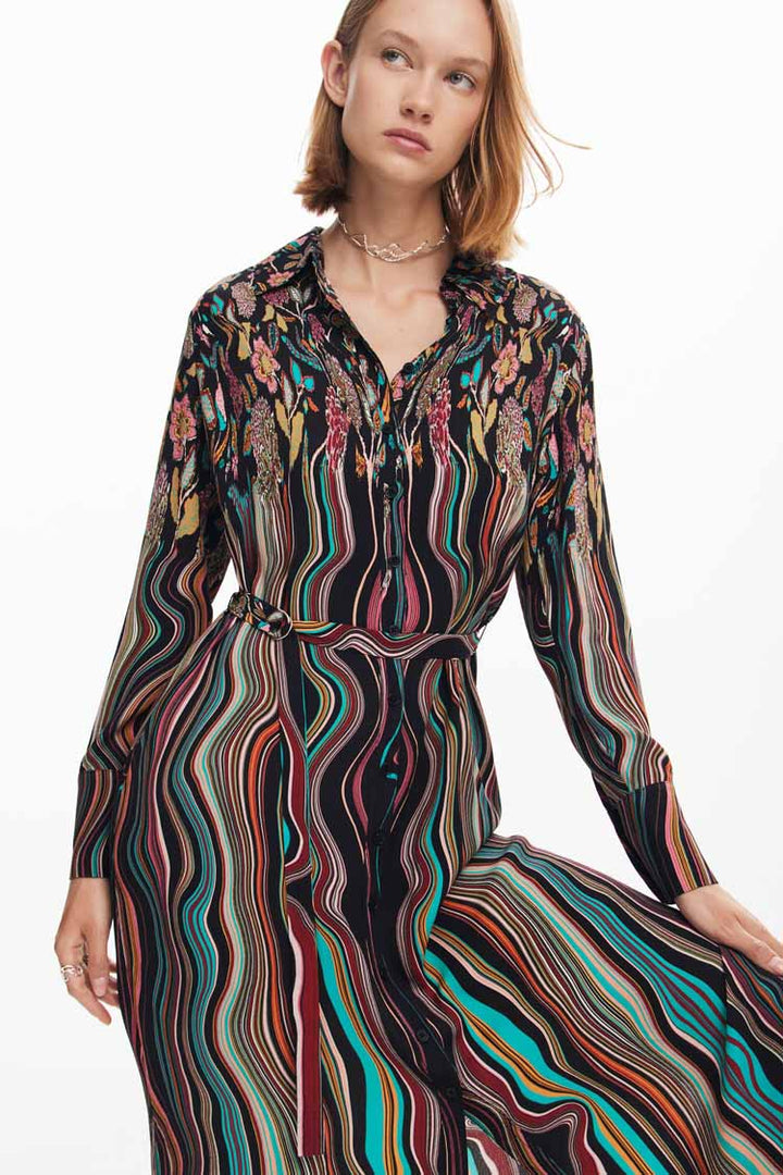 Midi Shirtdress in Liverpool Wavy Print