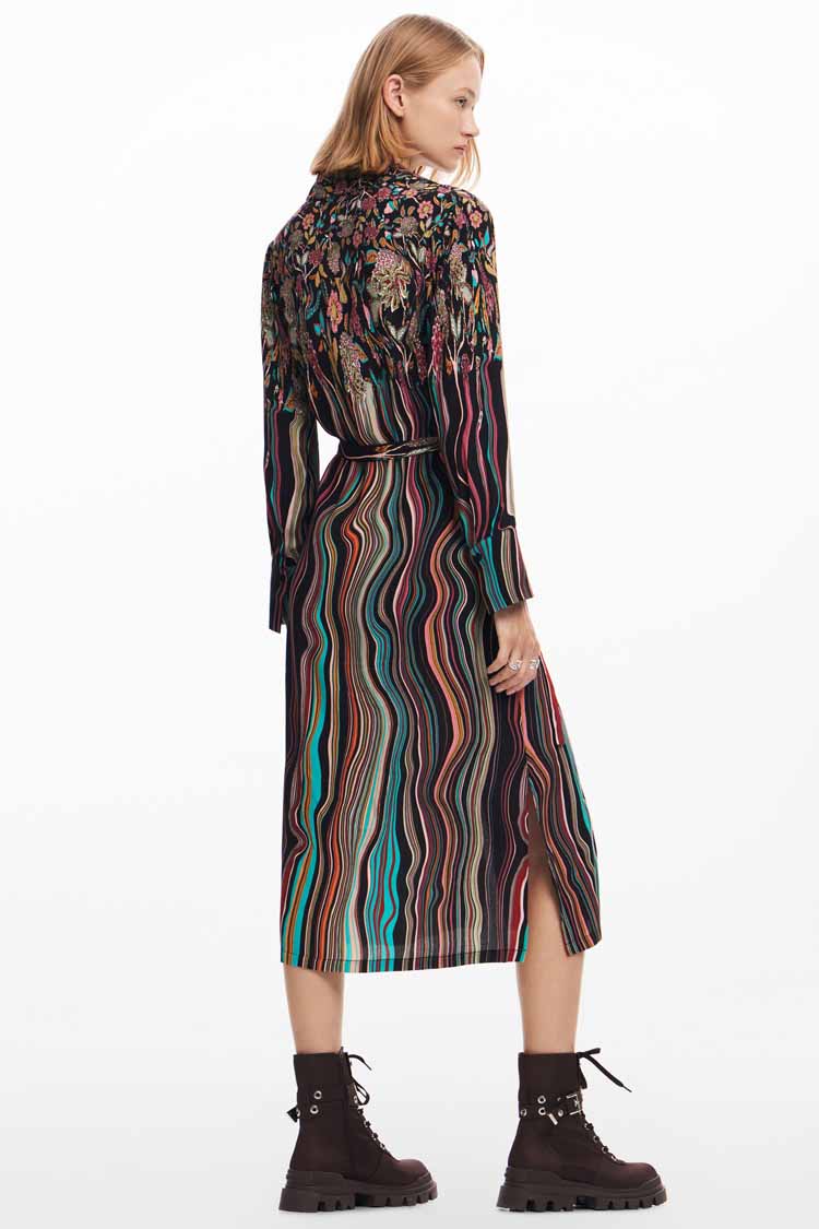 Midi Shirtdress in Liverpool Wavy Print