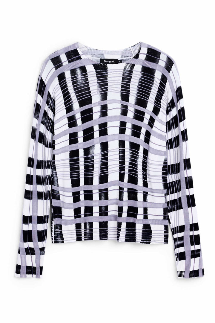 Mikado Striped Sweater LS Top in Black