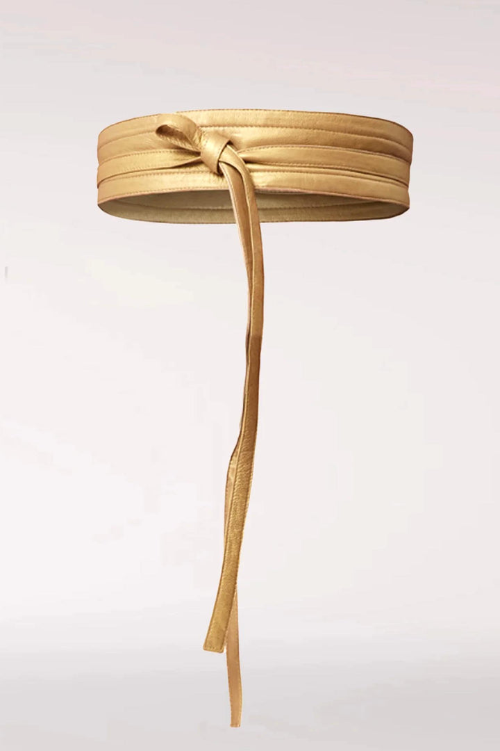 Milton Leather Belt in Gold