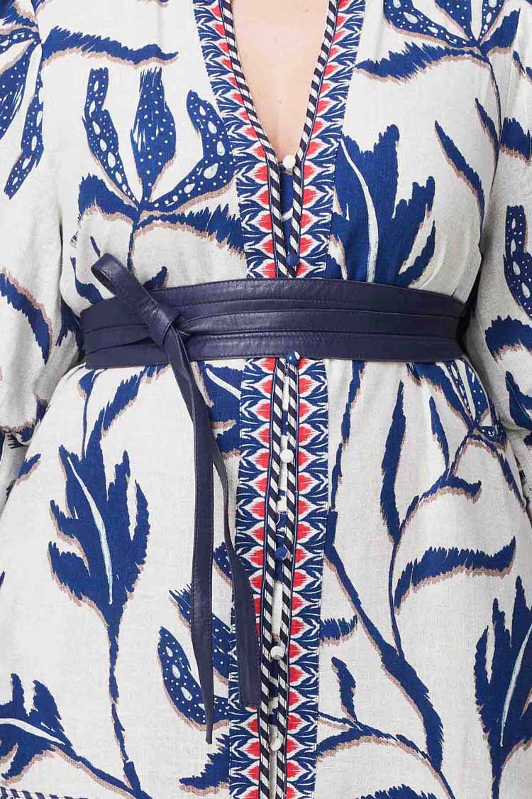 Milton Leather Wrap Belt in Navy