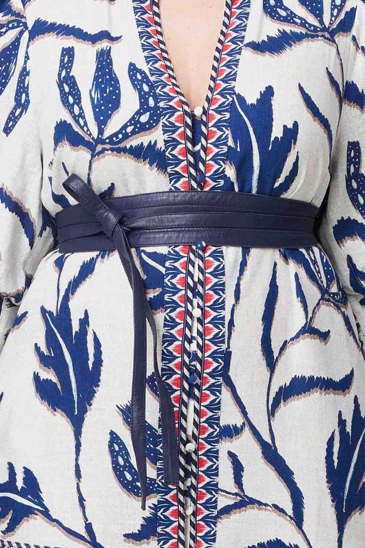 Milton Leather Wrap Belt in Navy