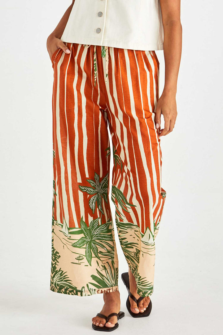 Mina Elasticated Pant in Palm Stripe