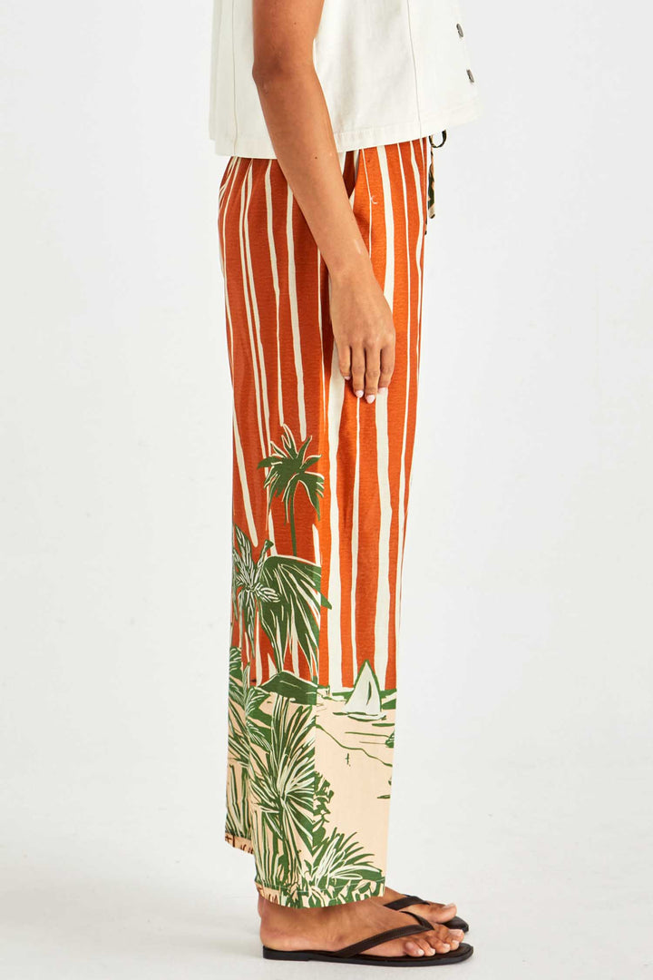 Mina Elasticated Pant in Palm Stripe