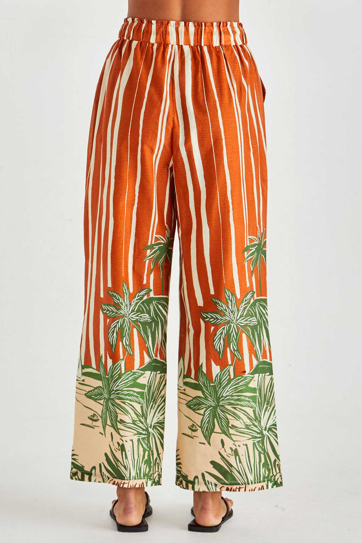 Mina Elasticated Pant in Palm Stripe