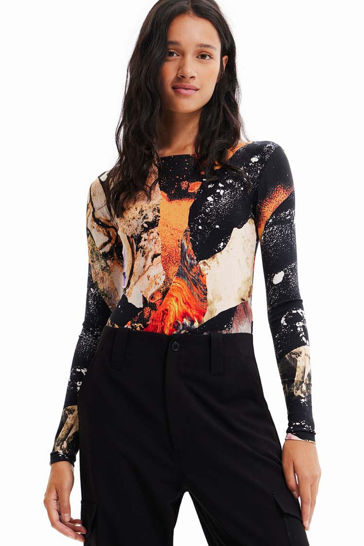 Mineral Effect Print Slim Bodysuit | FINAL SALE