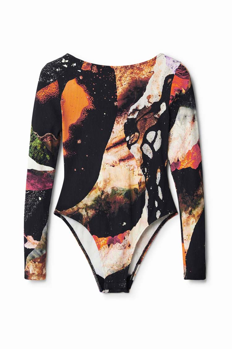 Mineral Effect Print Slim Bodysuit | FINAL SALE