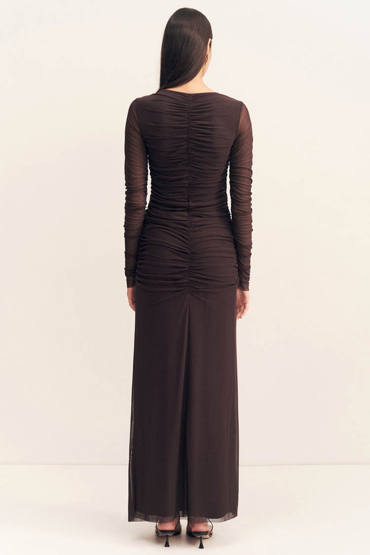 Mira Gathered Maxi Dress in Ganache