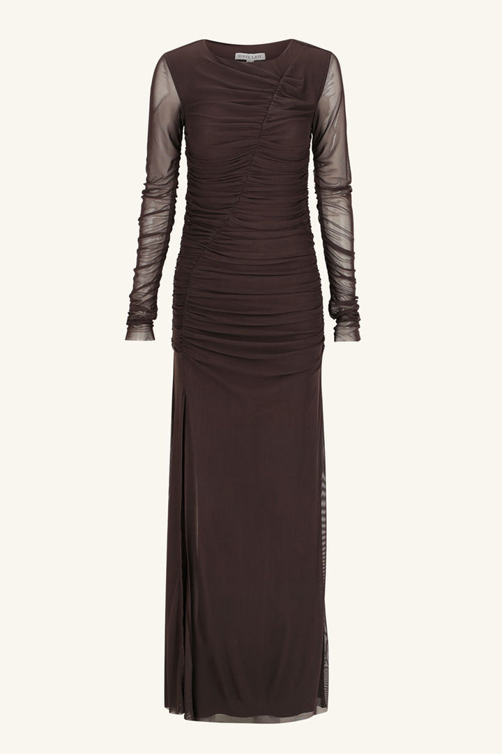 Mira Gathered Maxi Dress in Ganache