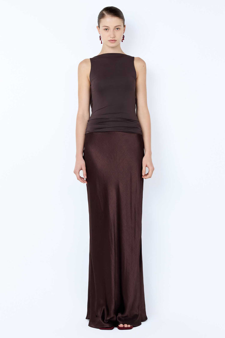 Mirabelle Cowl Maxi Dress in Dark Chocolate