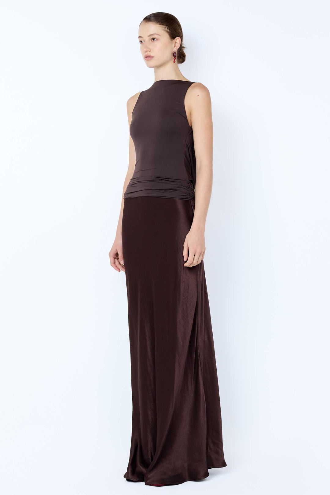 Mirabelle Cowl Maxi Dress in Dark Chocolate