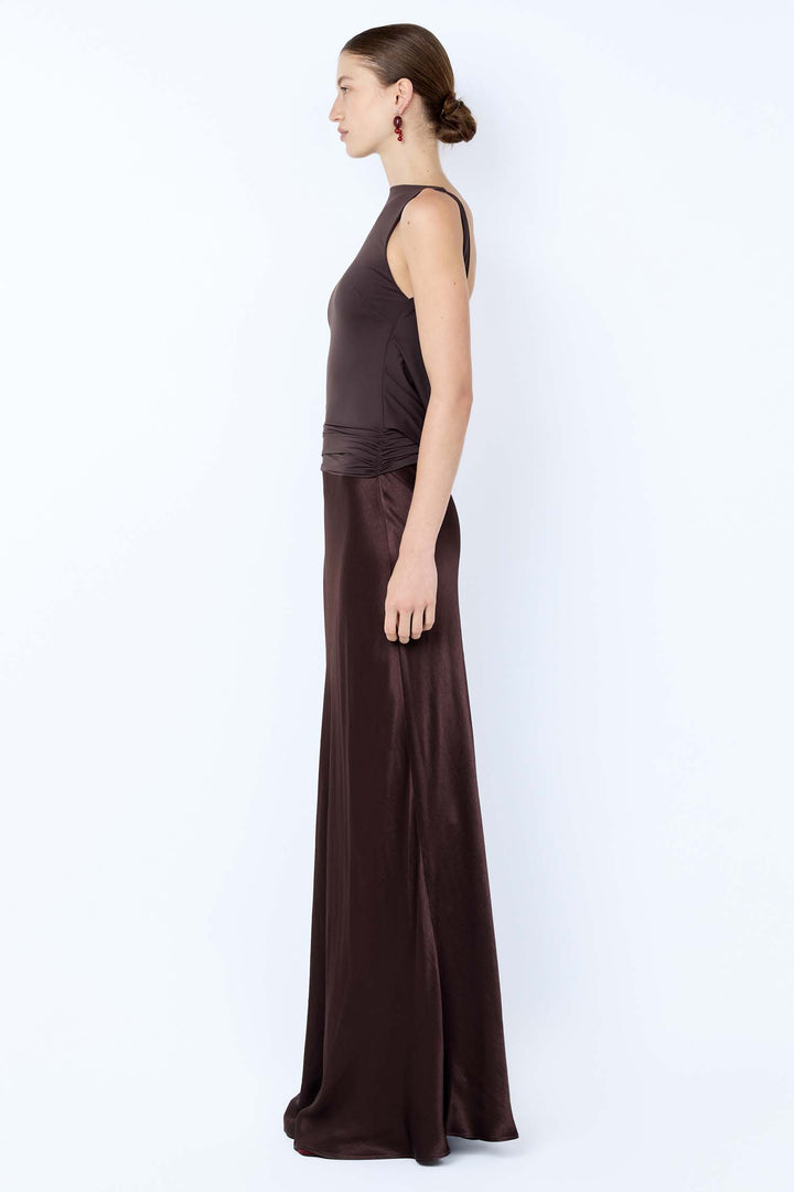 Mirabelle Cowl Maxi Dress in Dark Chocolate