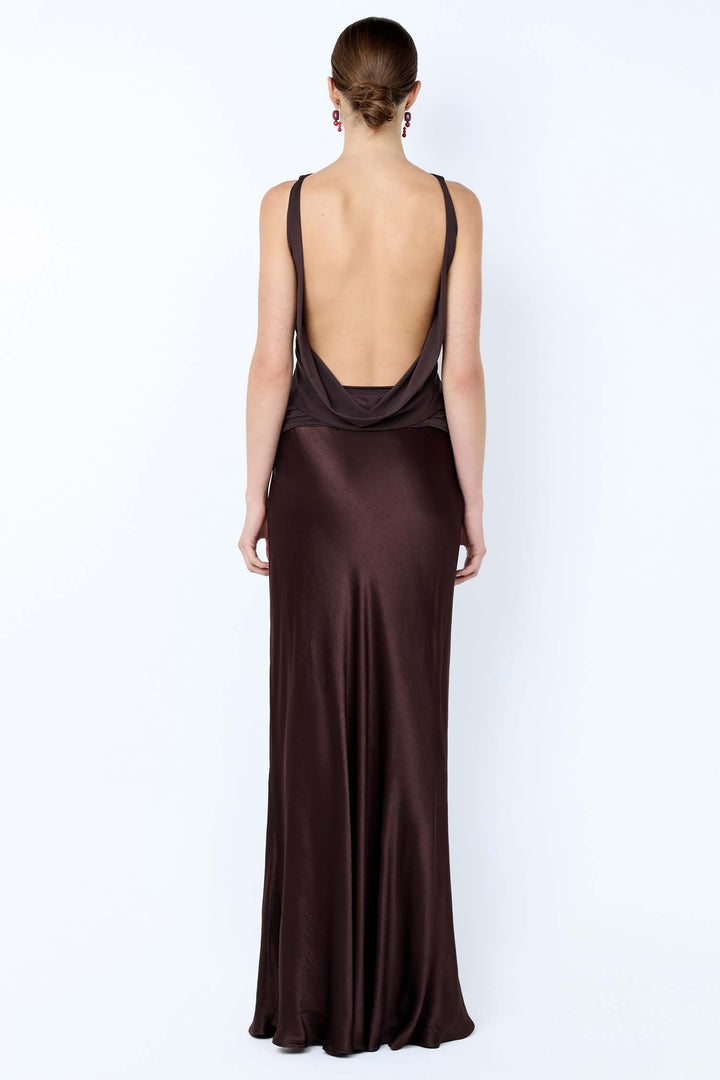 Mirabelle Cowl Maxi Dress in Dark Chocolate