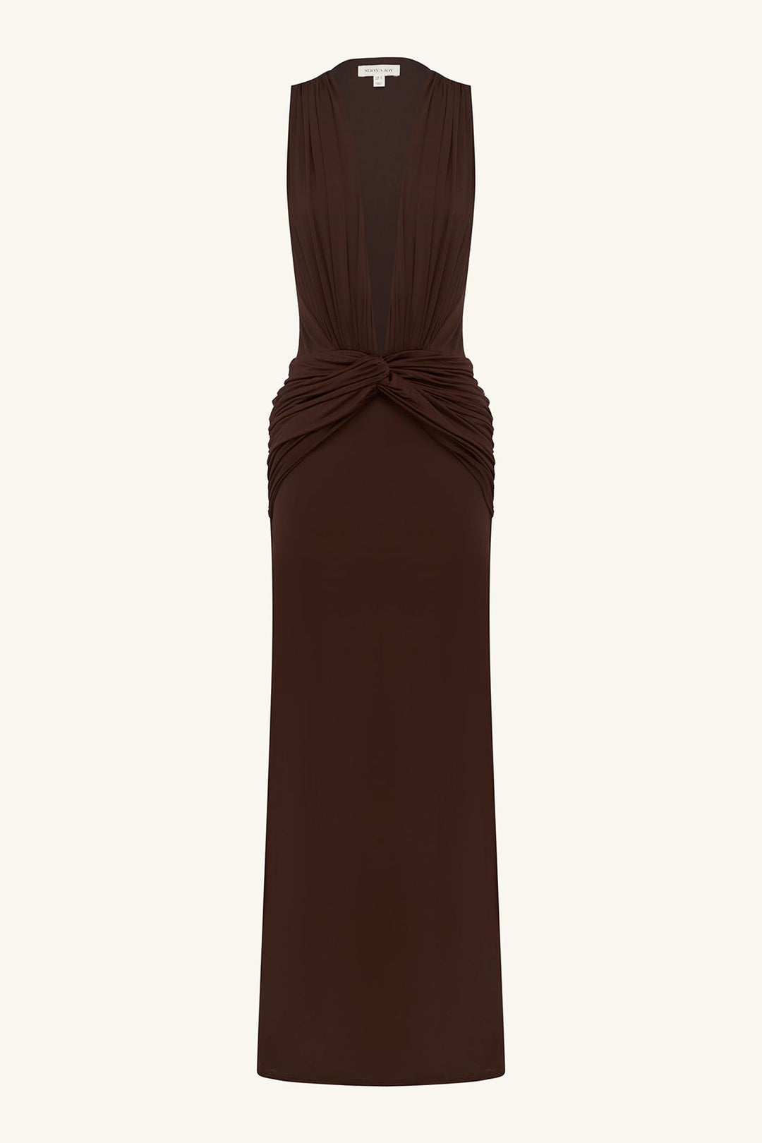 Miro Sleeveless Plunged Maxi Dress in Ristretto