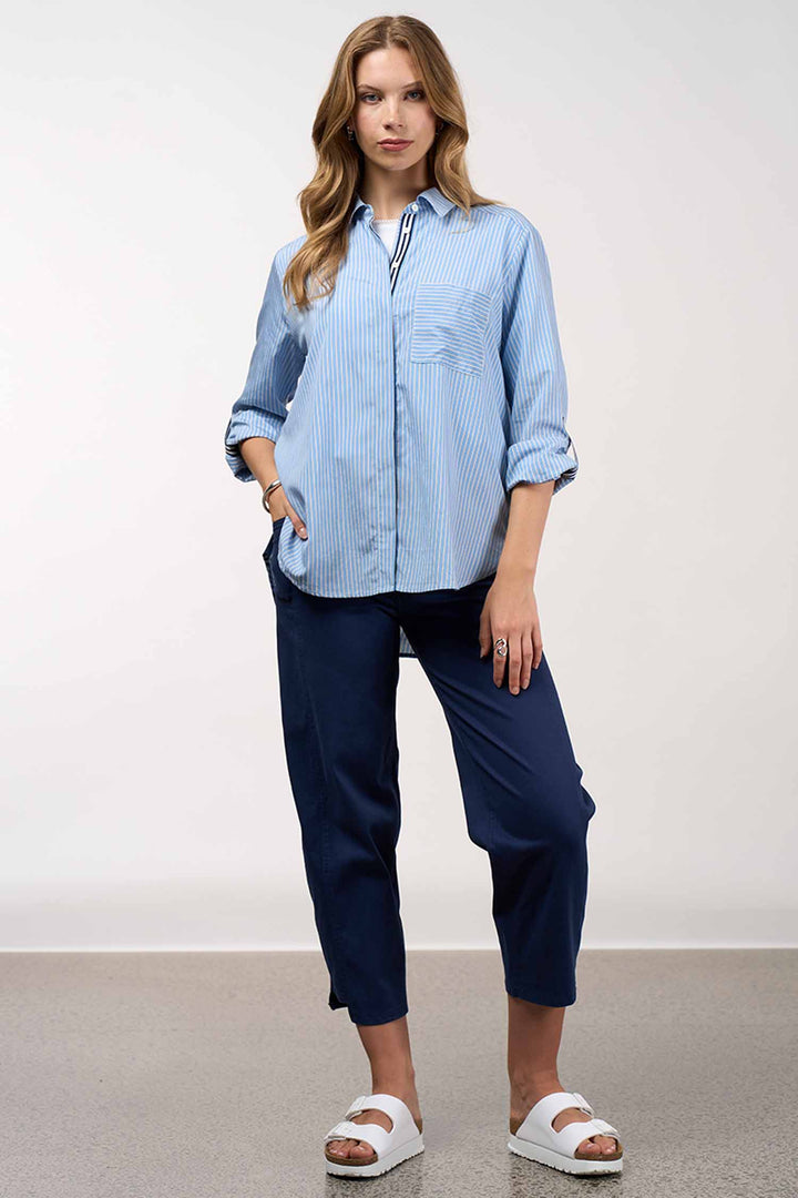 Mixed Media Shirt in Chambray Stripe
