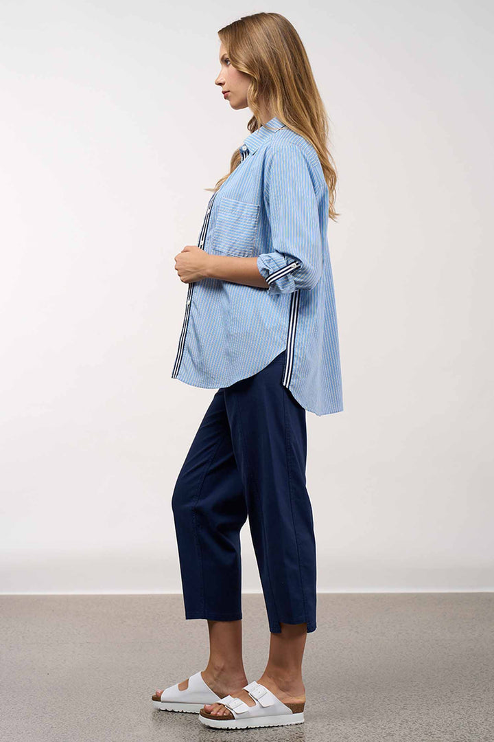 Mixed Media Shirt in Chambray Stripe