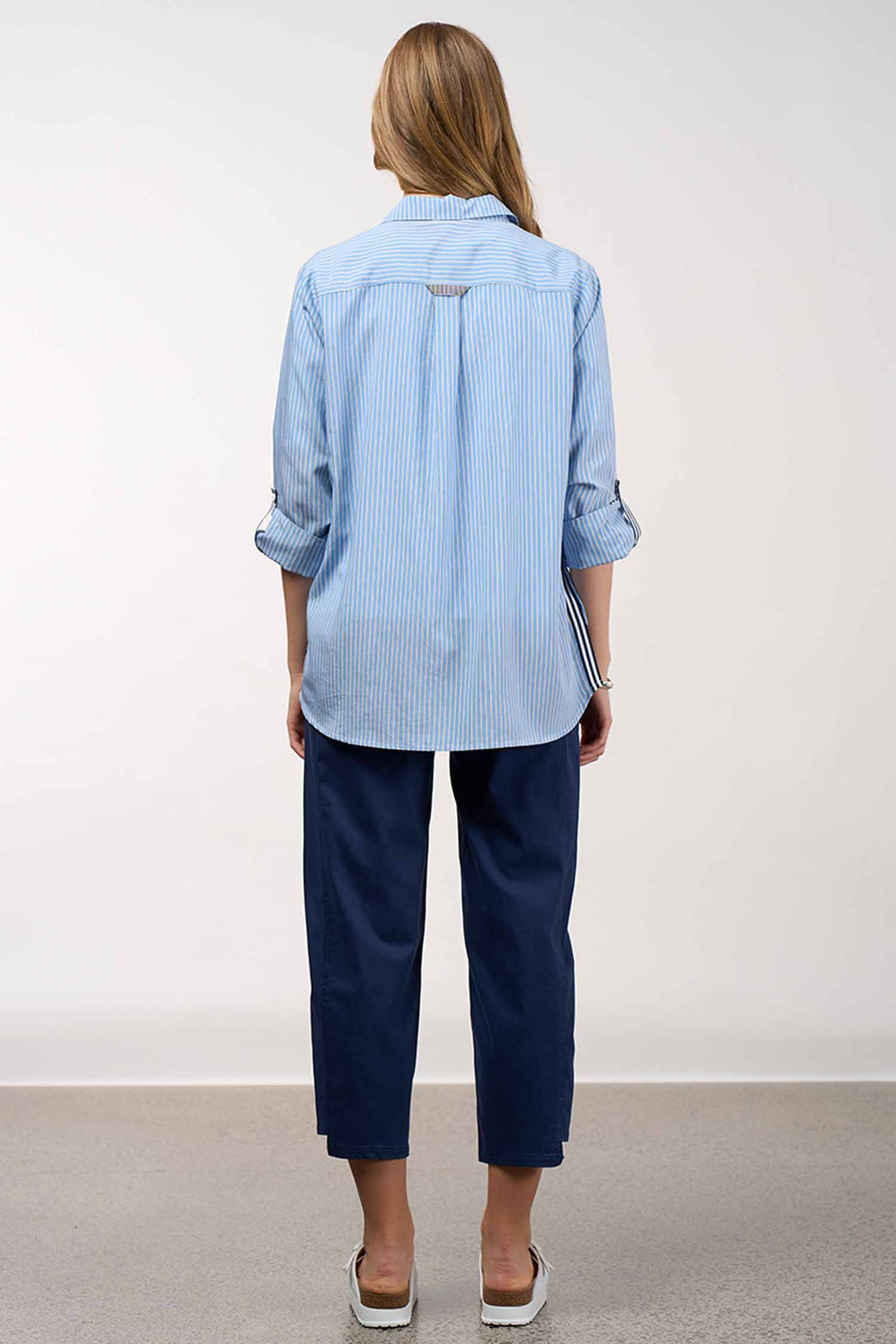 Mixed Media Shirt in Chambray Stripe